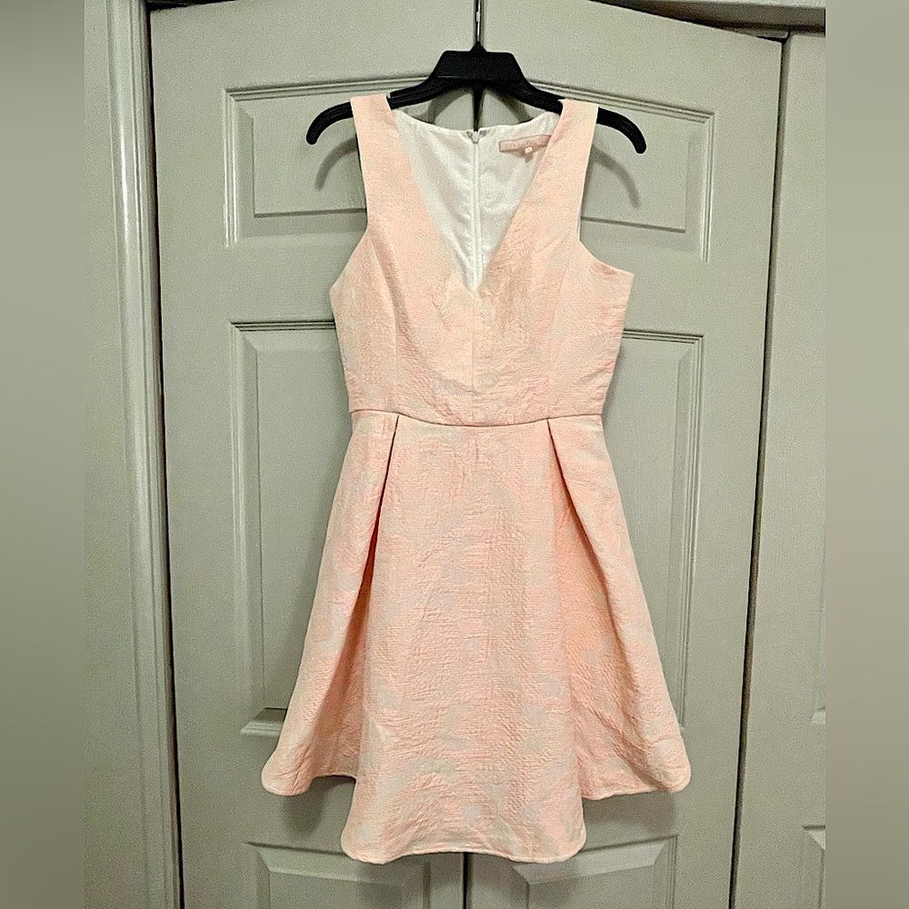 Hutch Anthropologie Pink and White Textured Pleated Dress